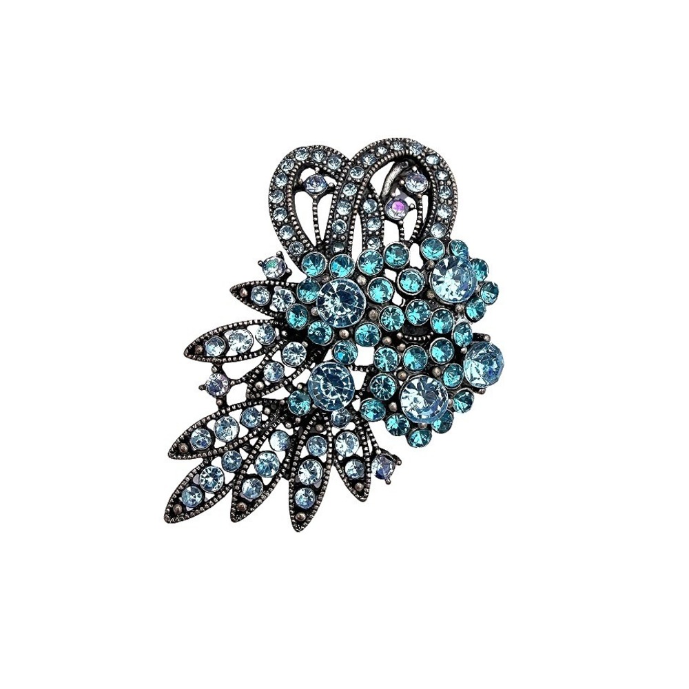 Cluster Winged Spray Brooch Rhinestone Floral Crystal Statement Costume Jewelry